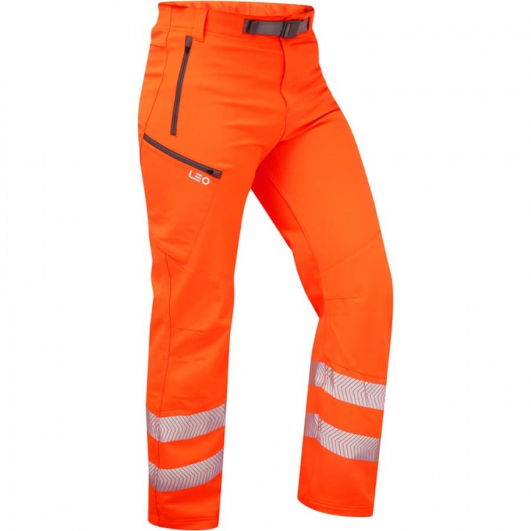 Leo Workwear WT01-O Landcross Stretch Work EcoViz Hi Vis Trouser Orange